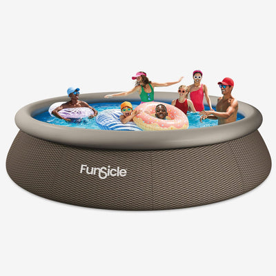 Funsicle 14 ft QuickSet Designer Pool - Dark Double Rattan without people