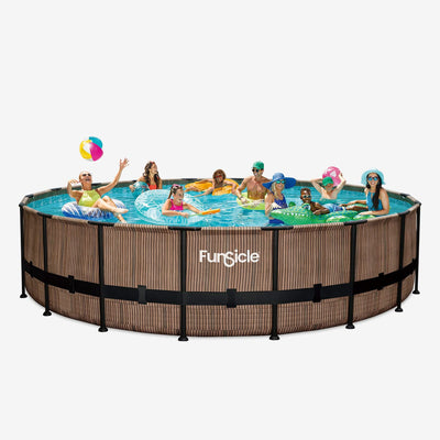  Funsicle 18 ft Oasis Designer Pool - Natural Teak without people